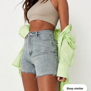 Misguided Recycled Blue Raw Hem Denim Shorts - size 2
